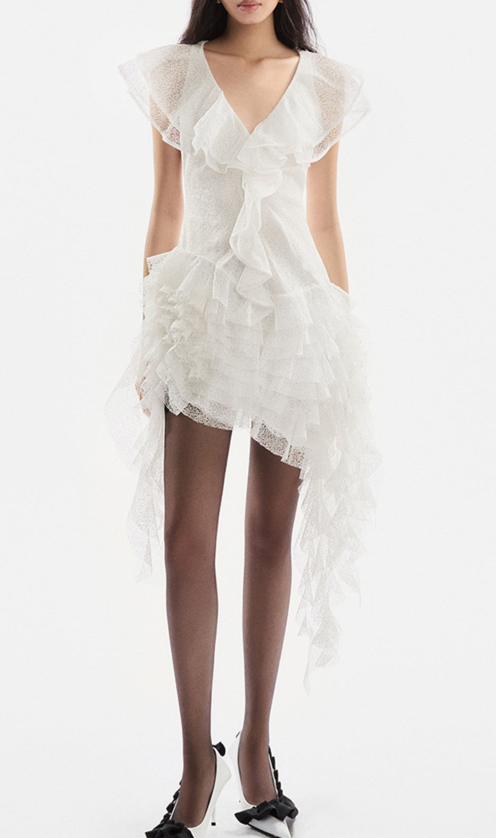 Dorsey White Ruffle Mini Dress