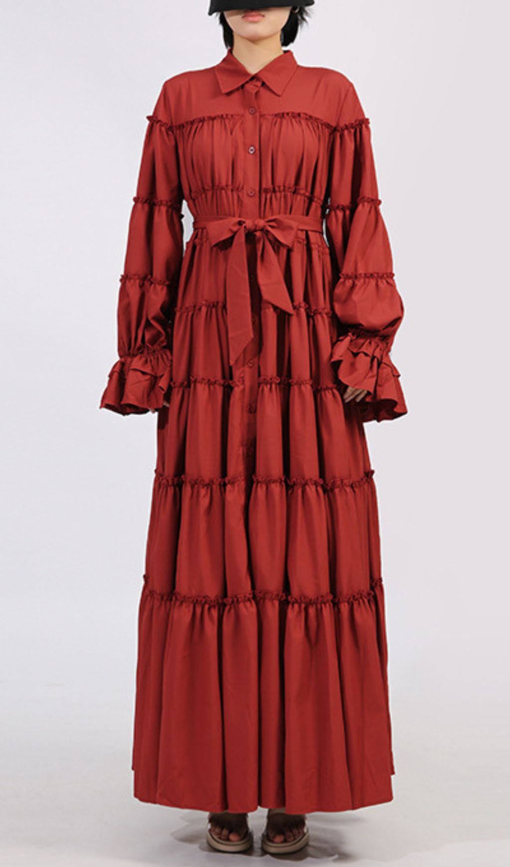 Genaro Red Long Sleeve Maxi Dress