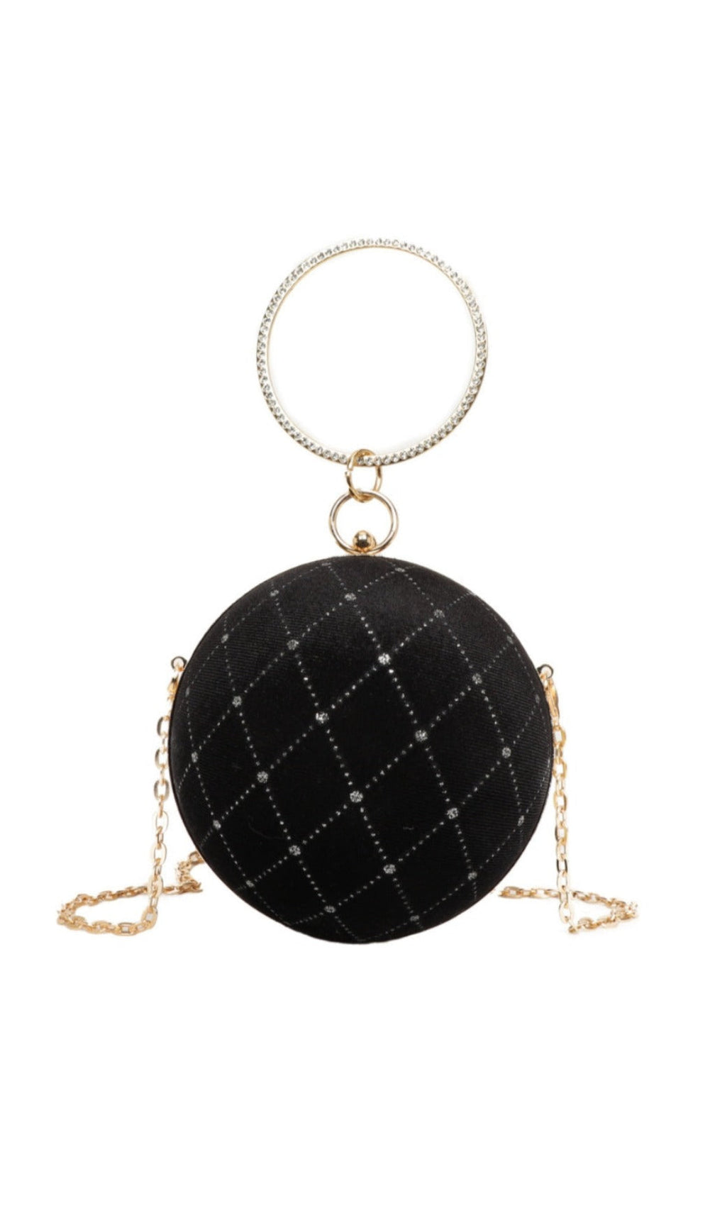Anais Circle Rhinestone Velvet Clutch