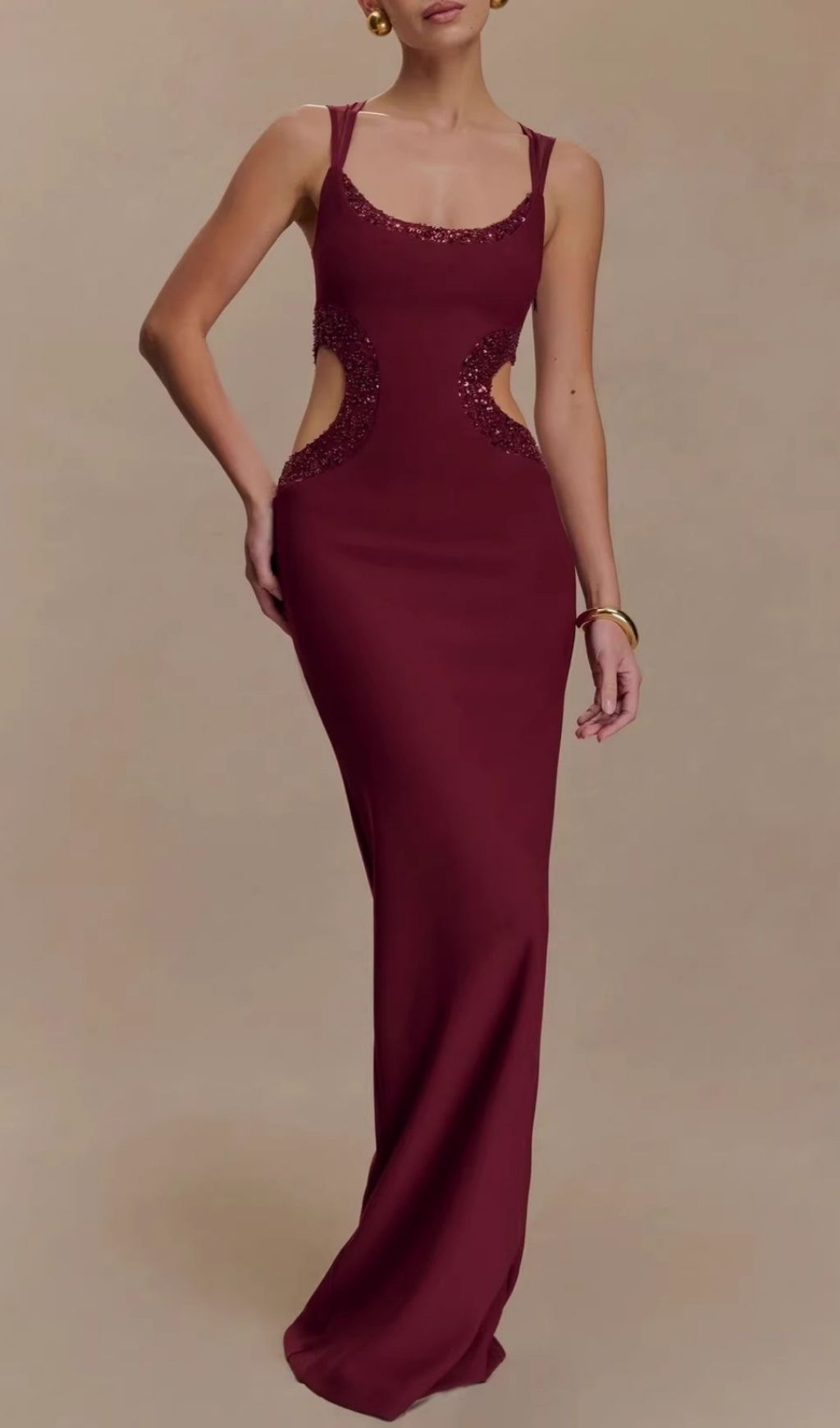 Celerina Sequin Cutout Maxi Gown | Daring Glamour Evening Dress