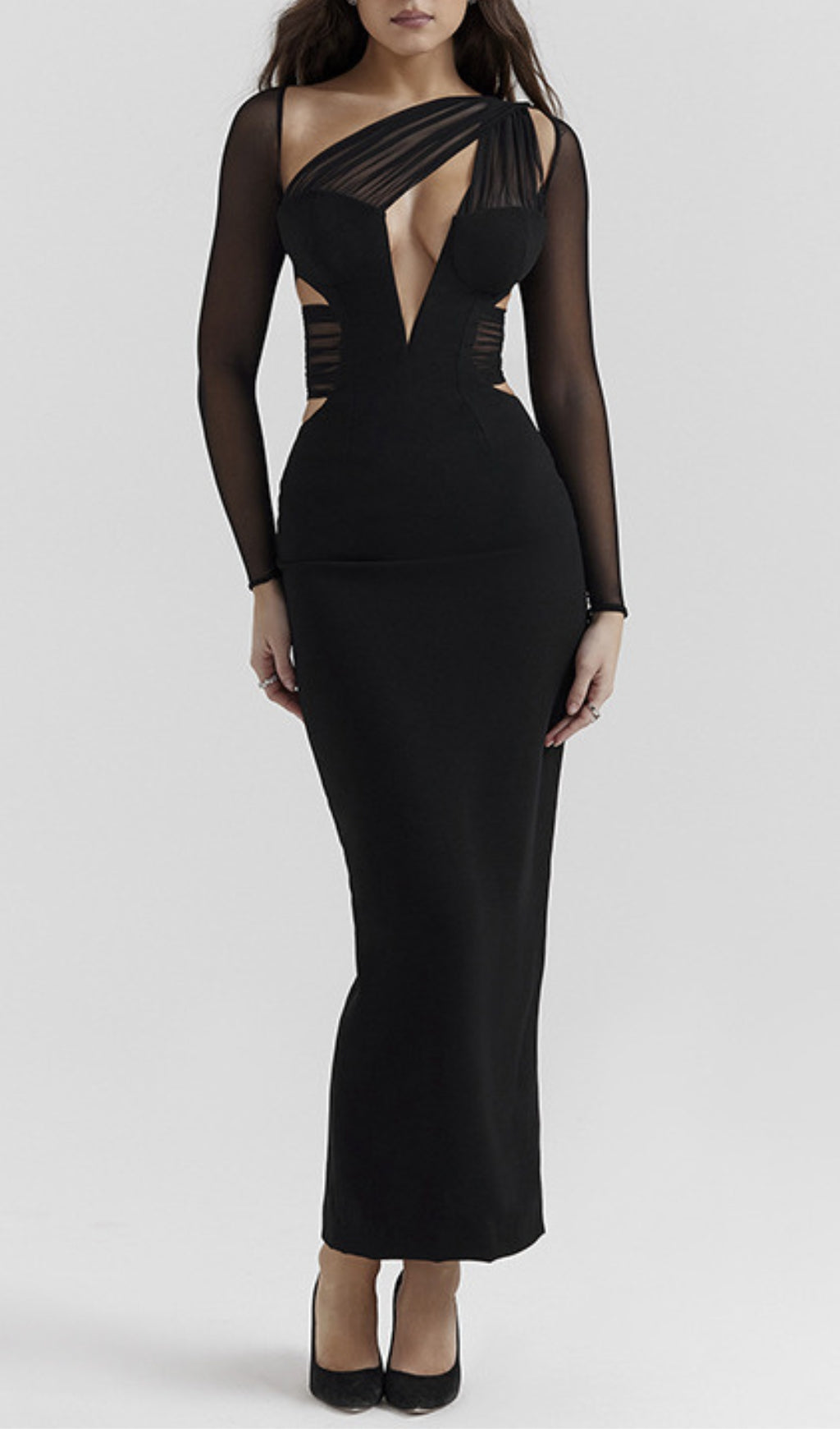 Annette Black Plunge Maxi Dress