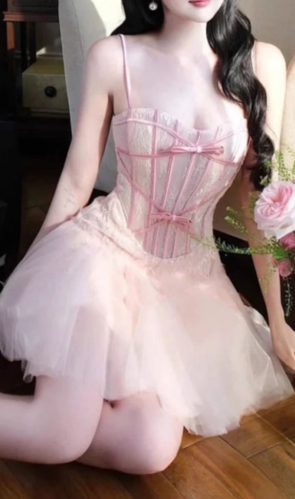 Filia Pink Corset Mesh Mini Dress