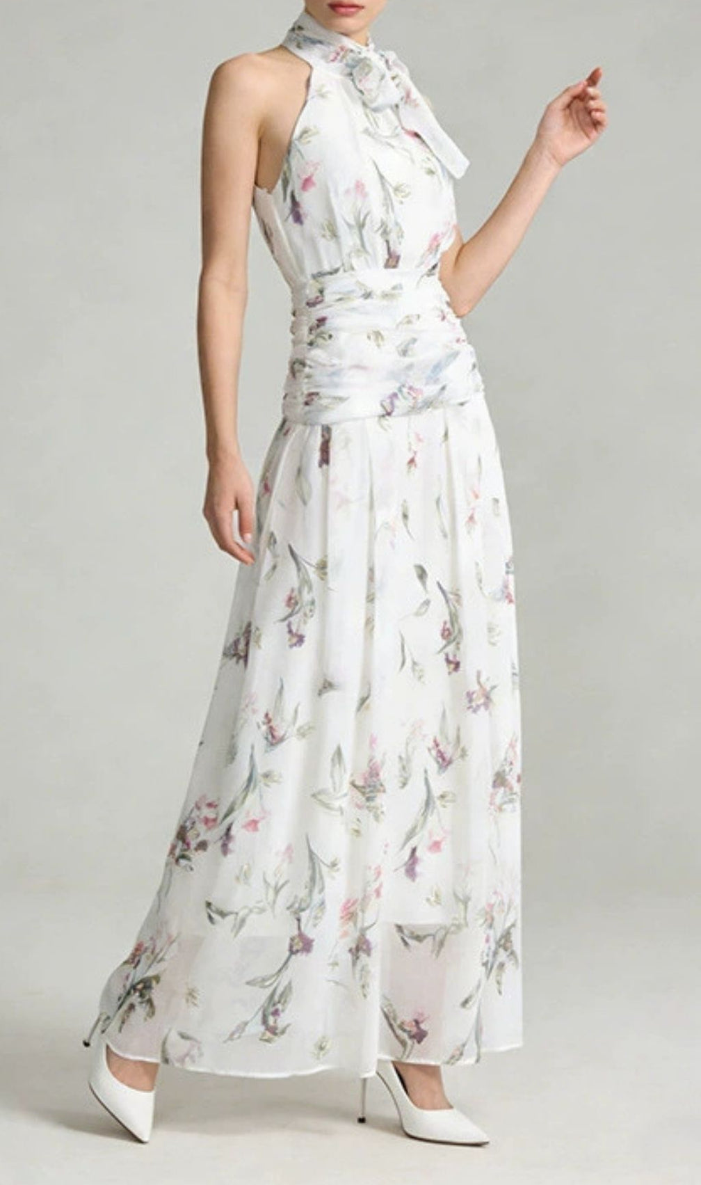 Kesley Halter Floral Maxi Dress | Elegant Summer Gown