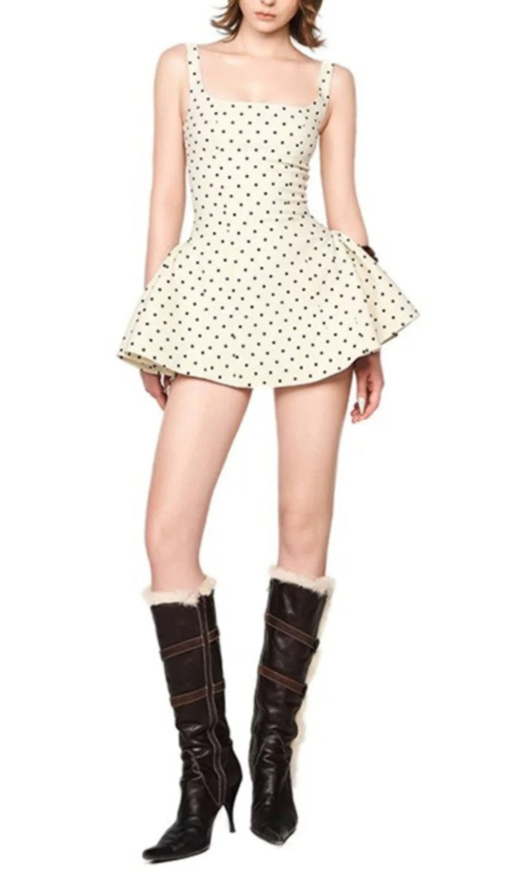 Demi White Strappy Dot Mini Dress