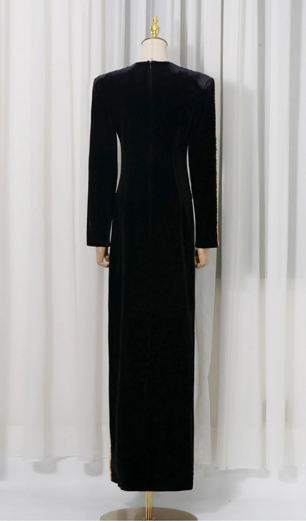 Kendria Black Velvet & Sequin Maxi Gown | Festive Floral Evening Dress