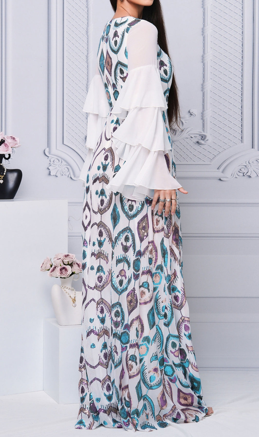 Damalis Long Sleeve Sequin Maxi Dress