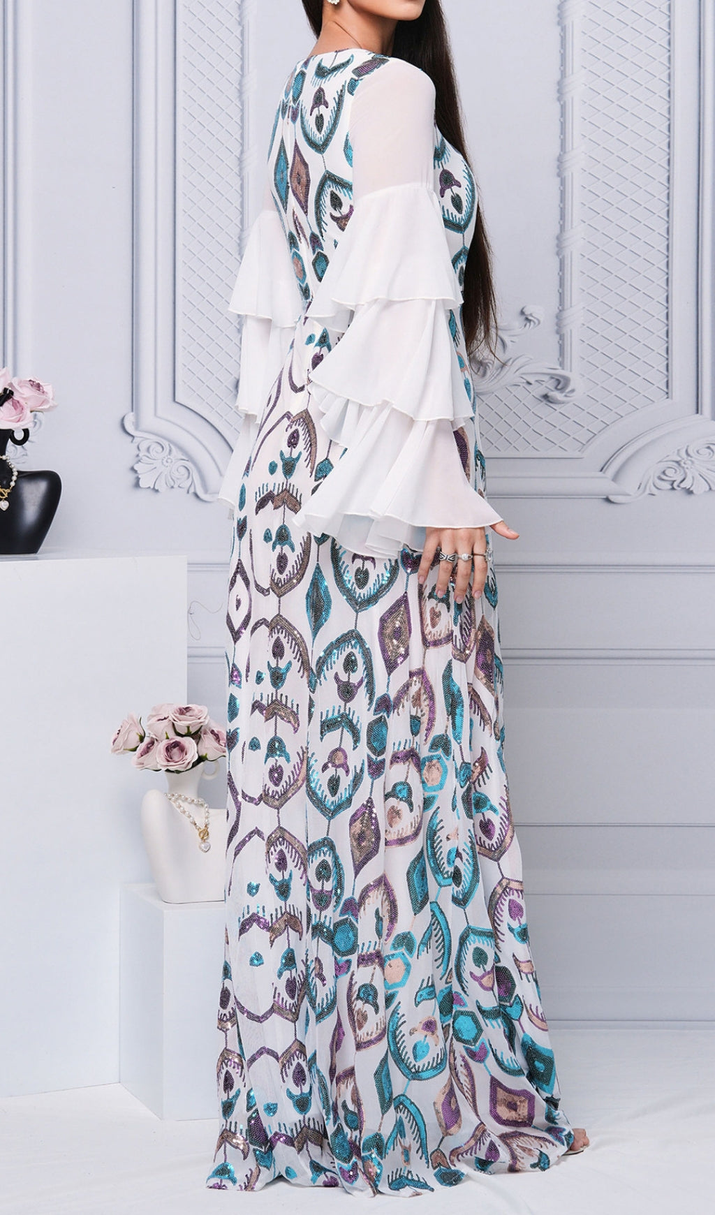 Damalis Long Sleeve Sequin Maxi Dress