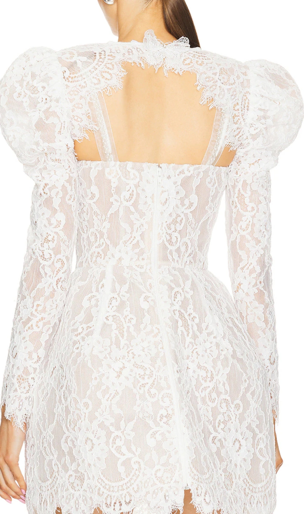 Beltran White Butterfly Lace Mini Dress