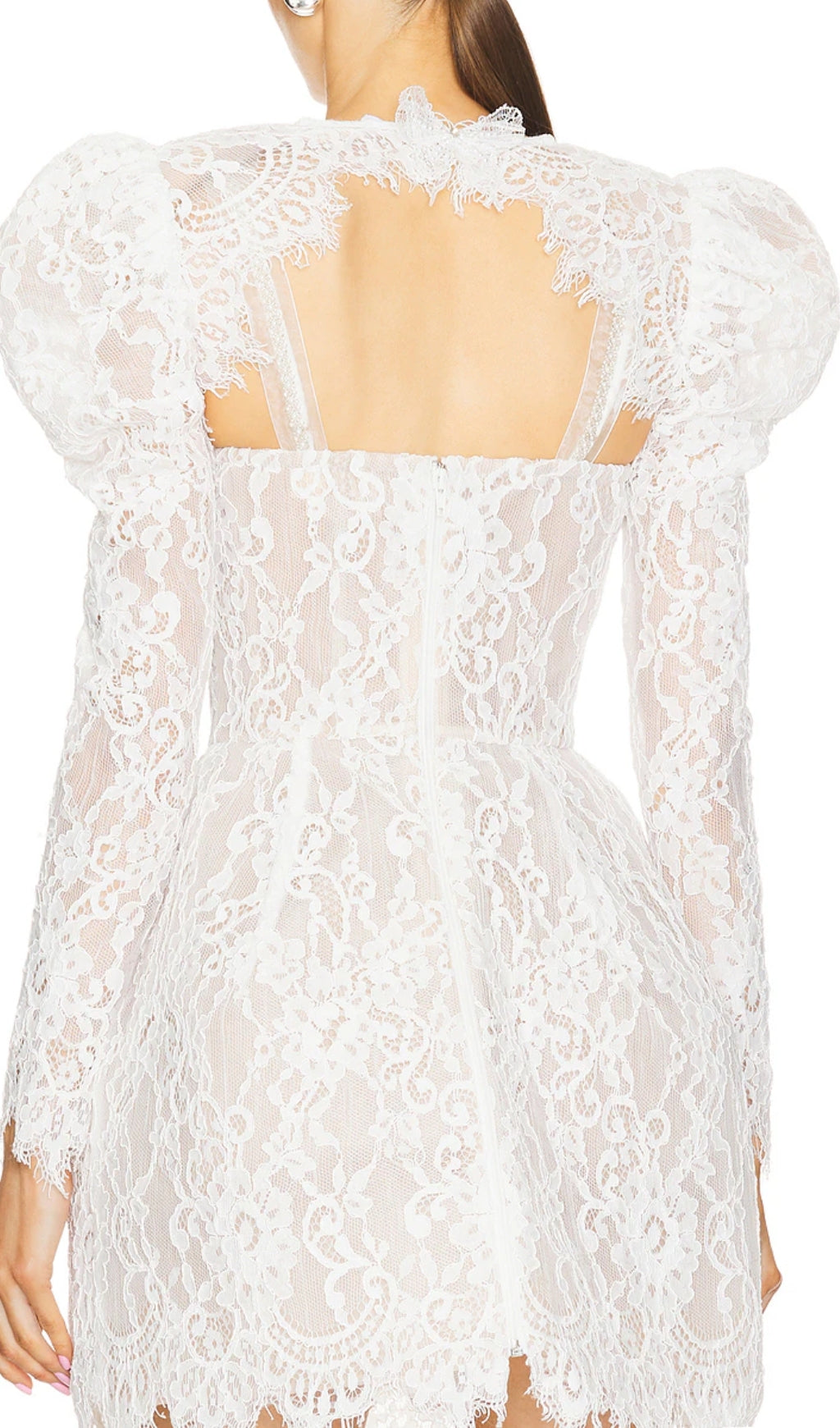 Beltran White Butterfly Lace Mini Dress