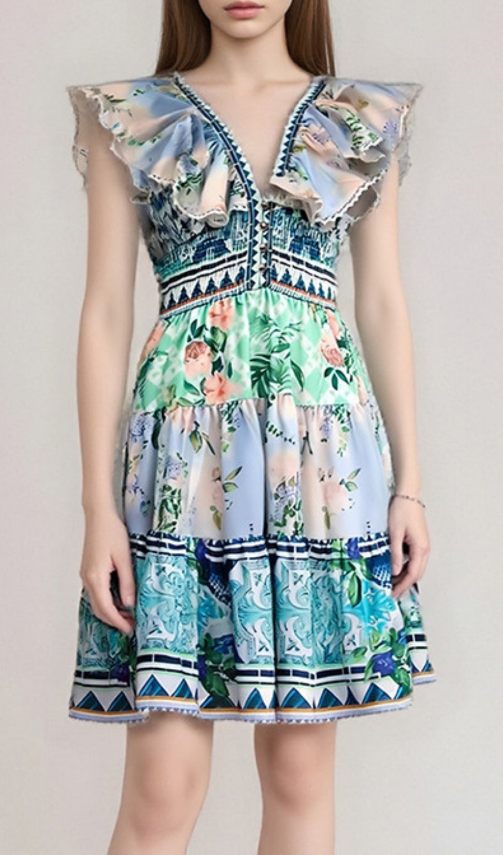 Exavier V-Neck Printed Mini Dress