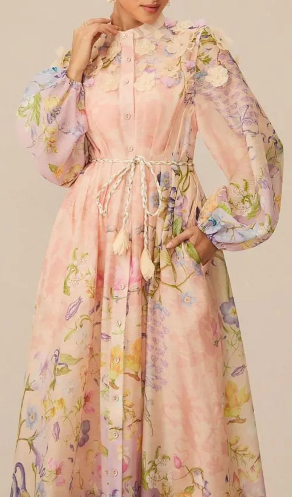 Kate Floral Print Tie Waist Maxi Dress