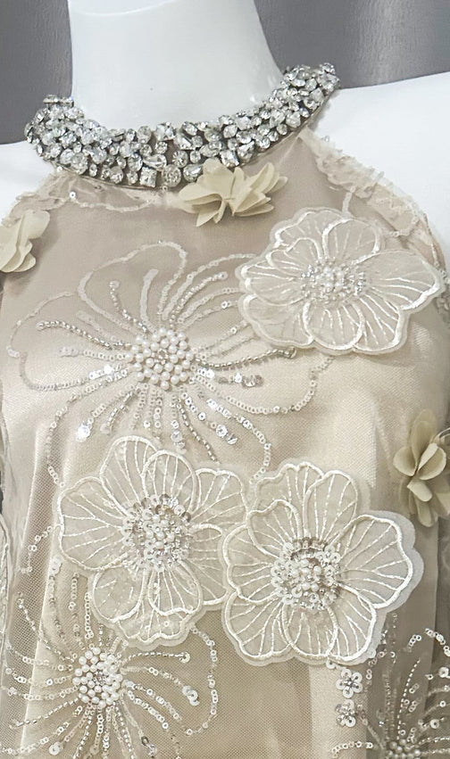 Arsinoe Flower Embellished Mini Dress