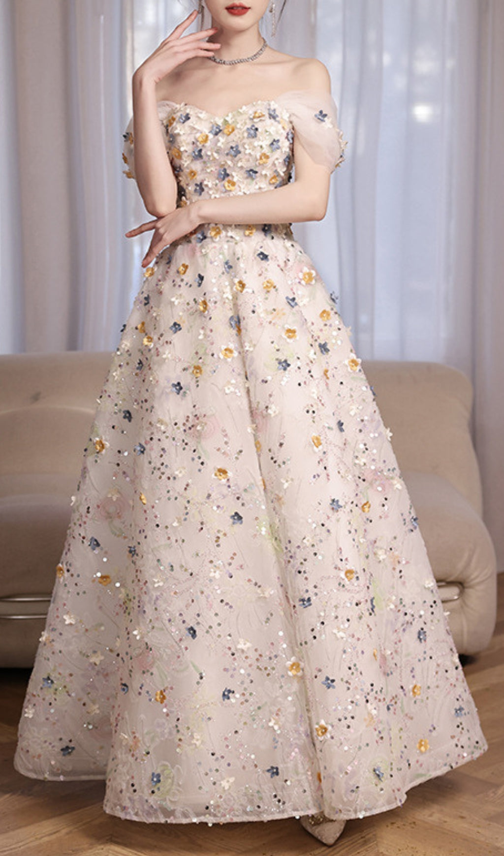 Amayah Flower Embellished Maxi Dress