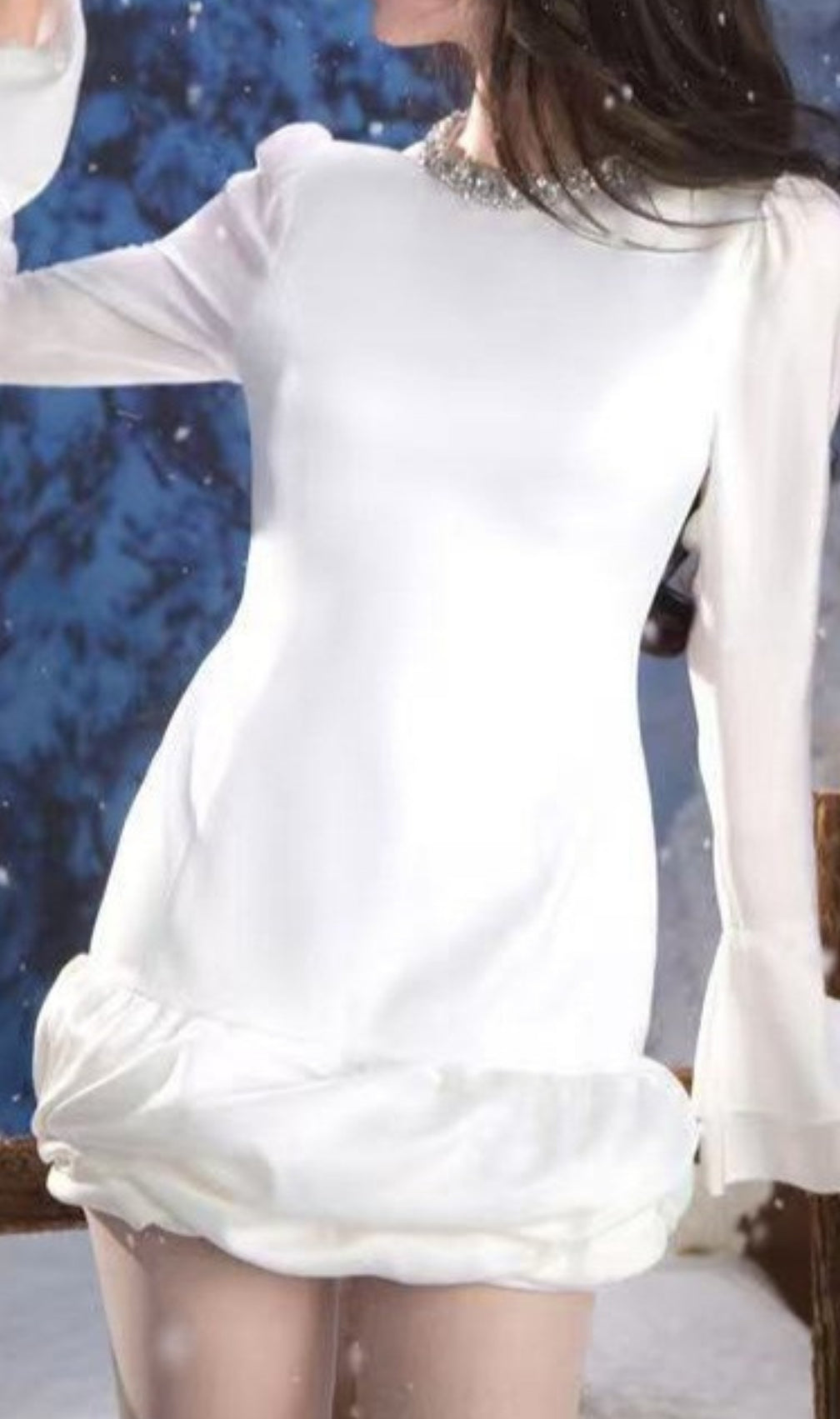 Cemre White Long Sleeve Mini Dress