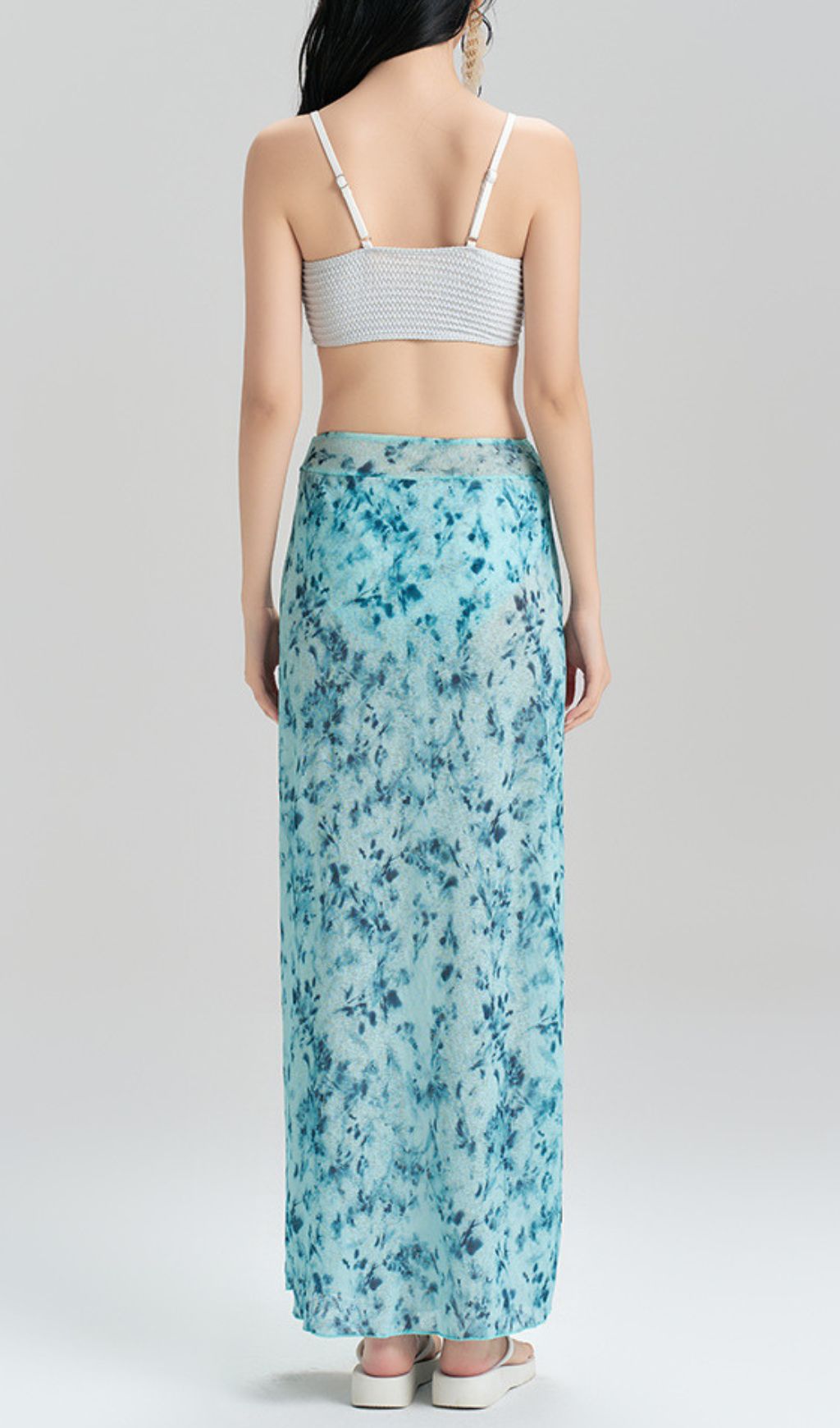 Grazia Blue Printed Three-Piece Swimsuit