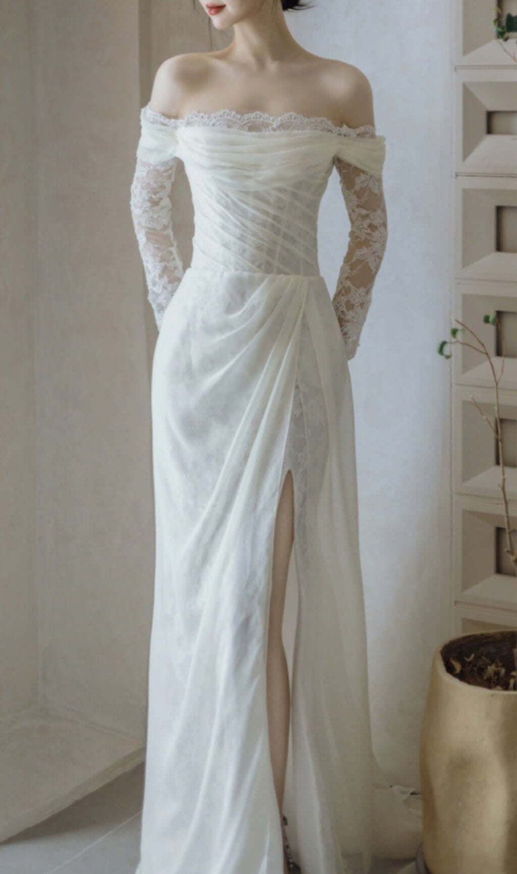 Avielle Mesh One Shoulder Wedding Dress