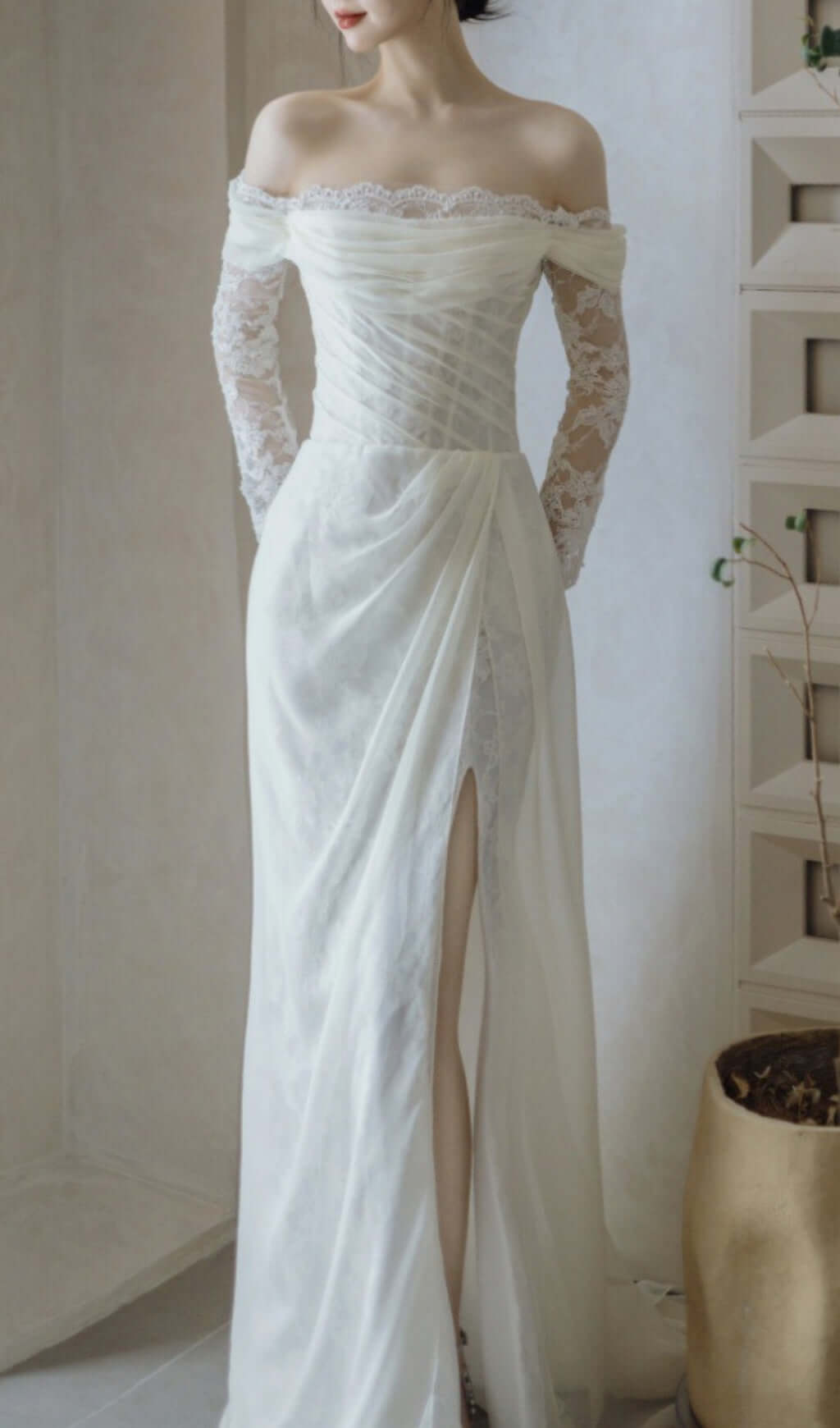 Avielle Mesh One Shoulder Wedding Dress