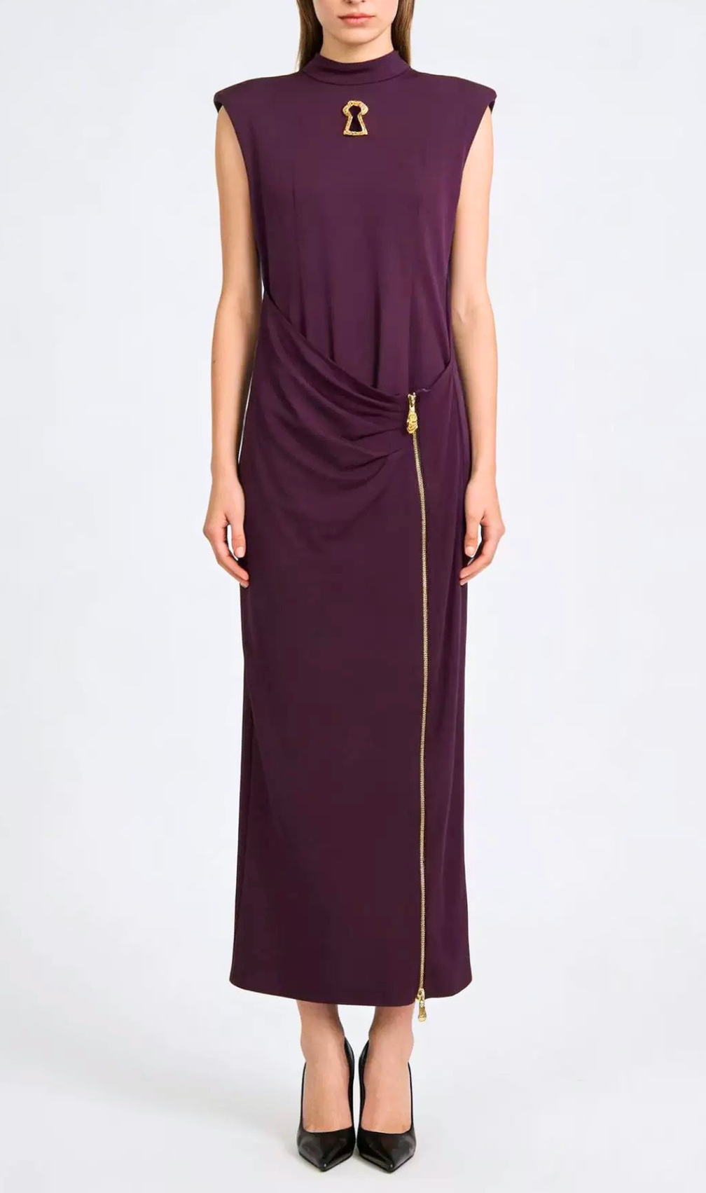 Leifs Sleeveless Zip Maxi Dress - Purple