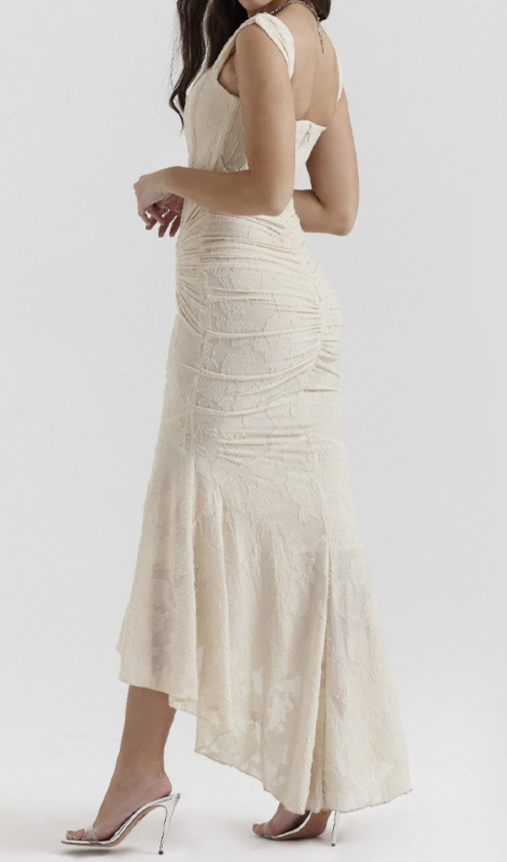 Anaëlle Cream Floral Corset Maxi Dress