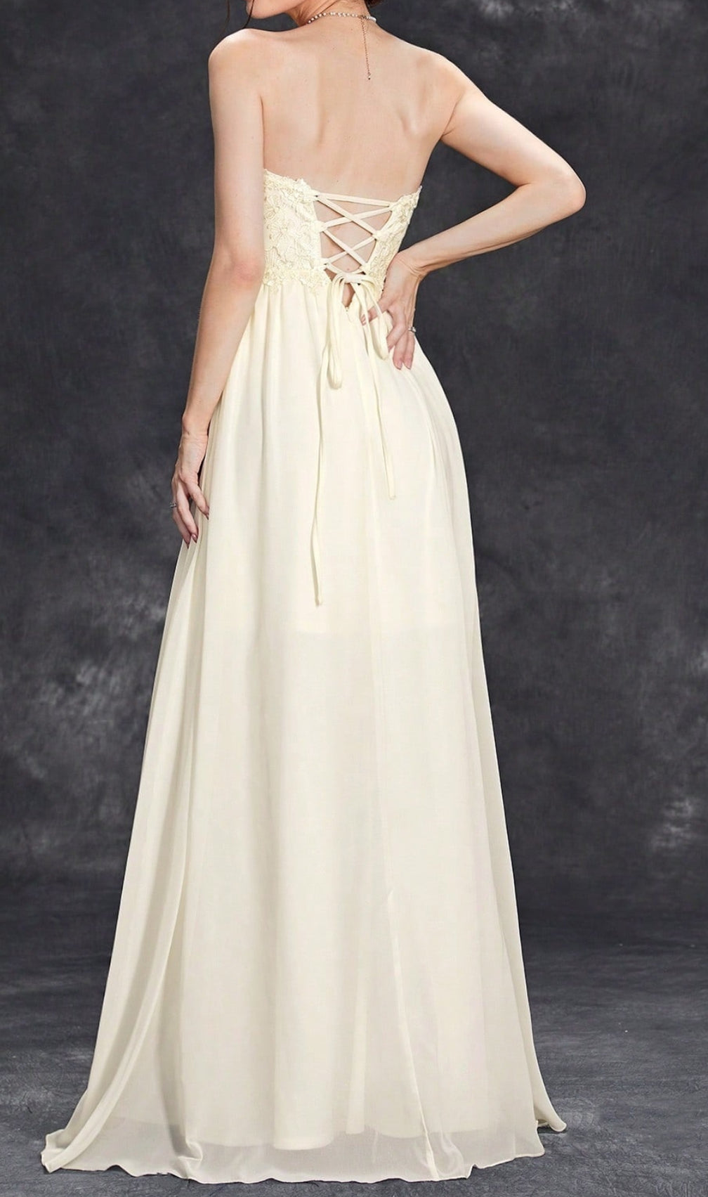 Demia Strapless Flower Maxi Dress