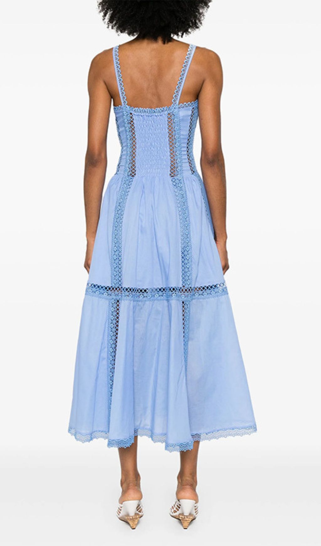 Emmly Strappy Embroidery Midi Dress