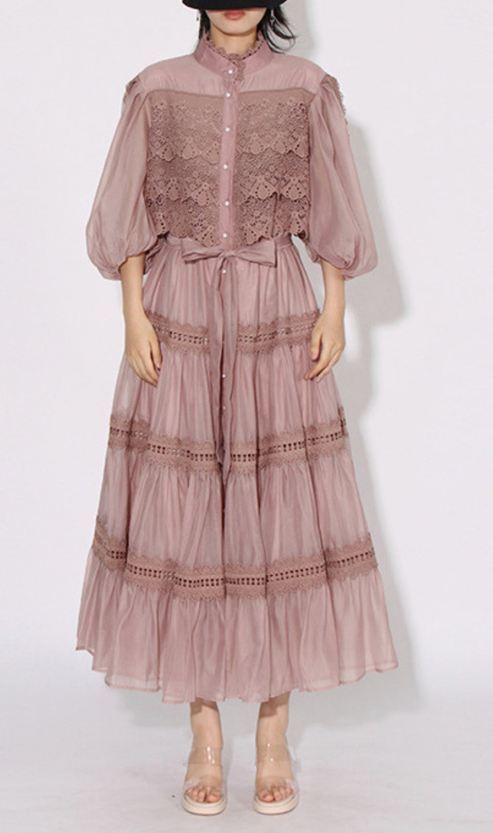Astrea Puff Sleeve Embroidery Maxi Dress