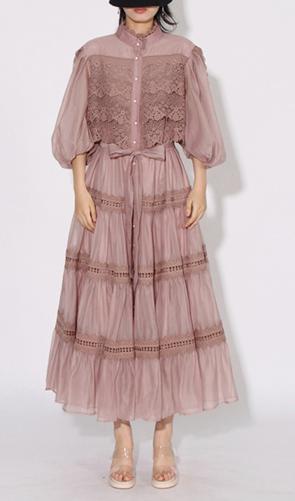 Astrea Puff Sleeve Embroidery Maxi Dress