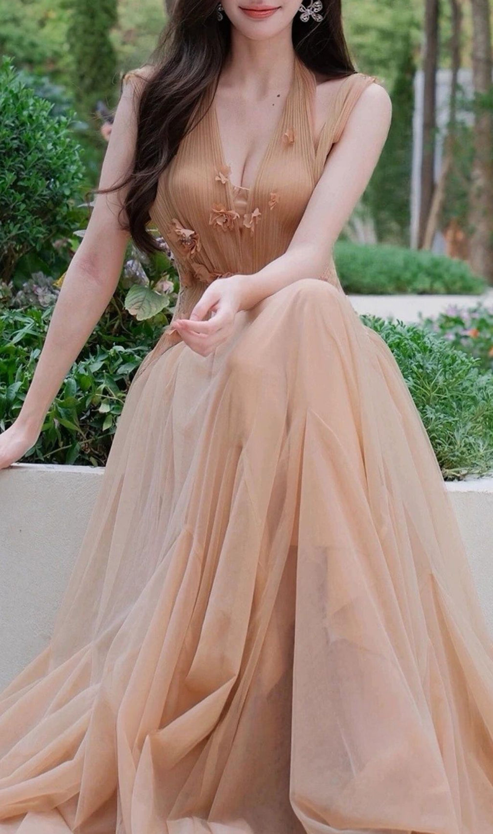 Krisha Halter Embellished Mesh Maxi Dress