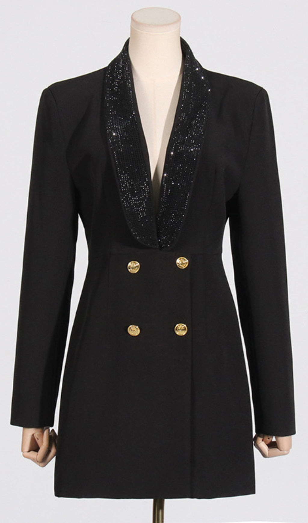 Dana Black Deep-V Diamante Backless Blazer