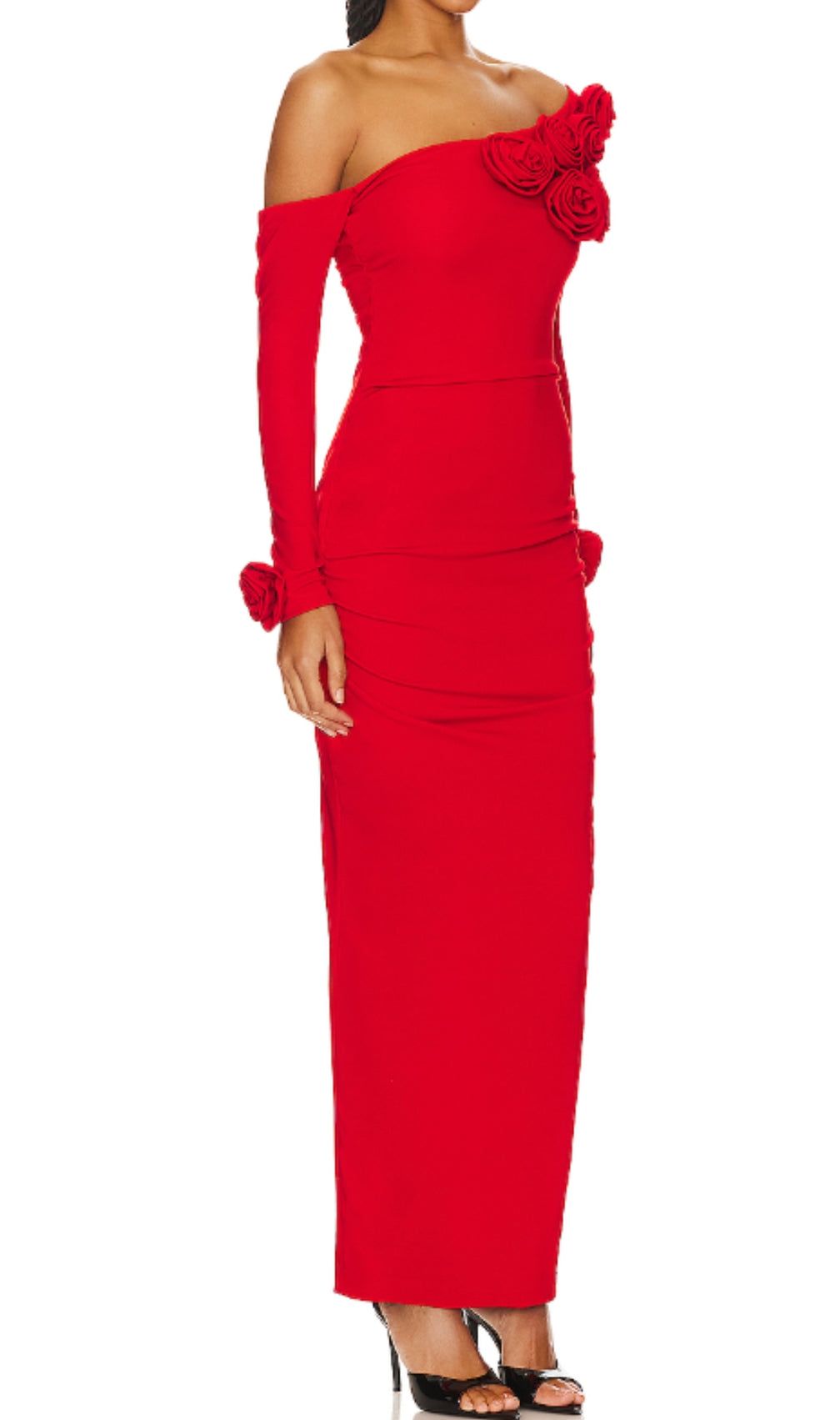 Cai Red Flower Long Sleeve Maxi Dress