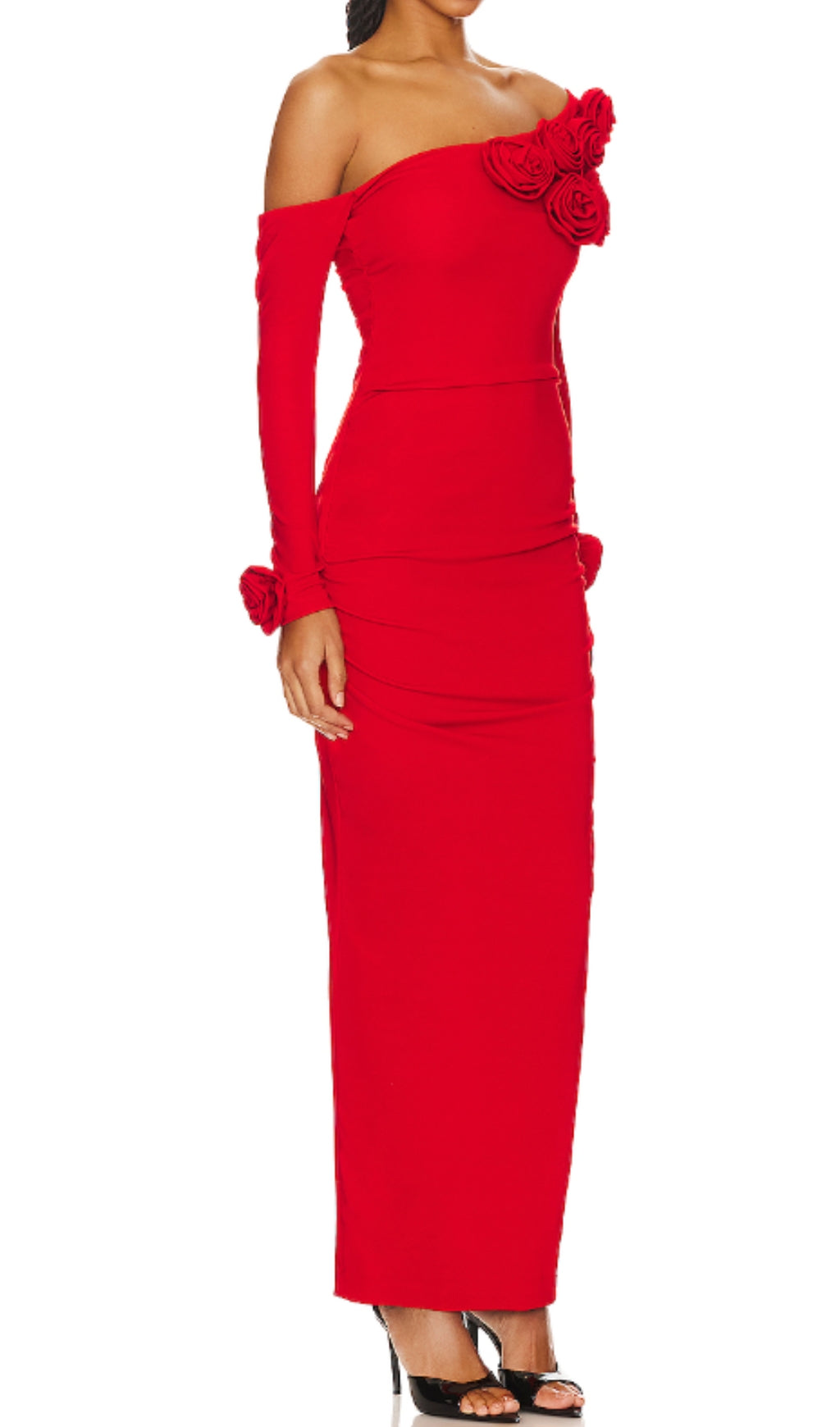 Cai Red Flower Long Sleeve Maxi Dress