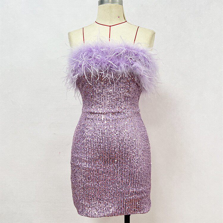 Dolores Feather Sequin Strapless Mini Dress | Ultimate Party Glam