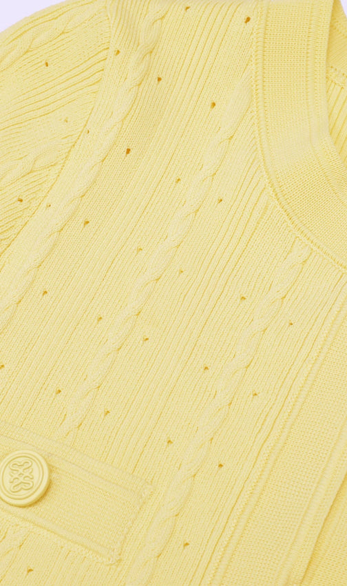 Kilenya Yellow Knit Long Sleeve Midi Dress