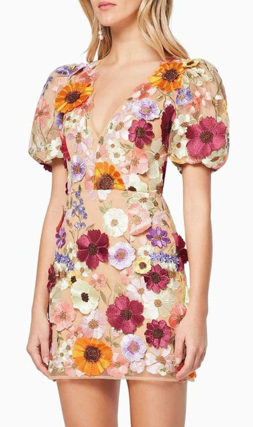 Aliya 3D Floral Mini Dress