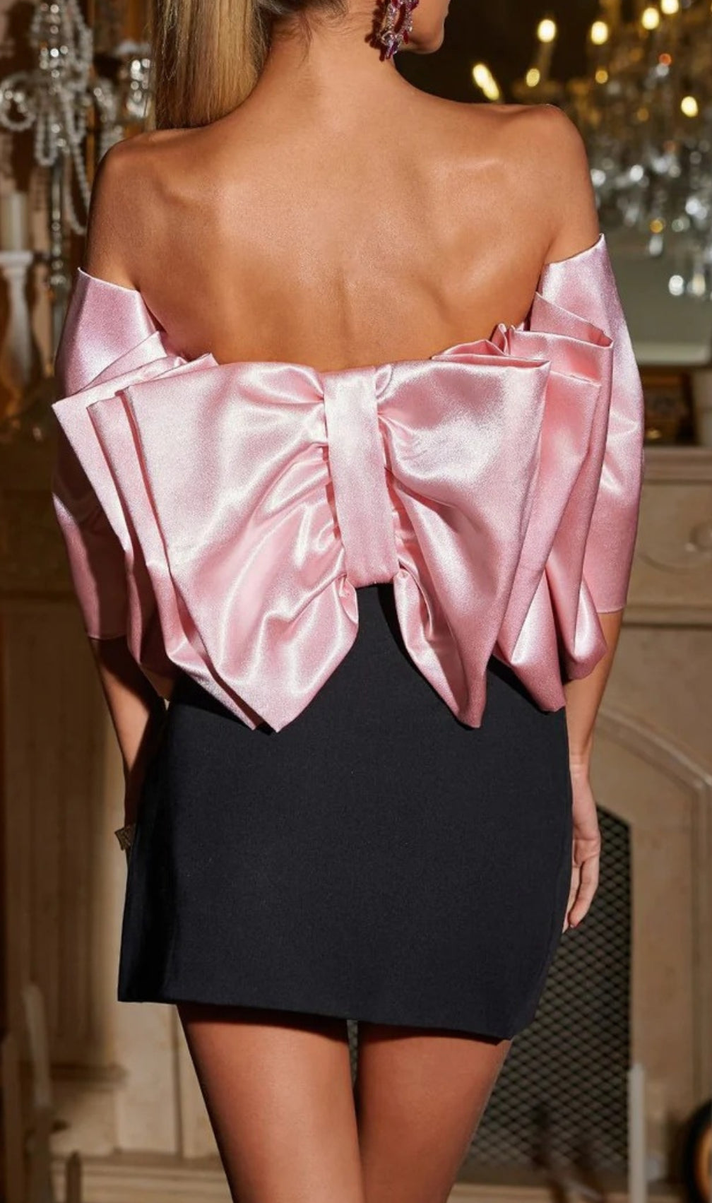 Rania Crystal Bow Satin Top