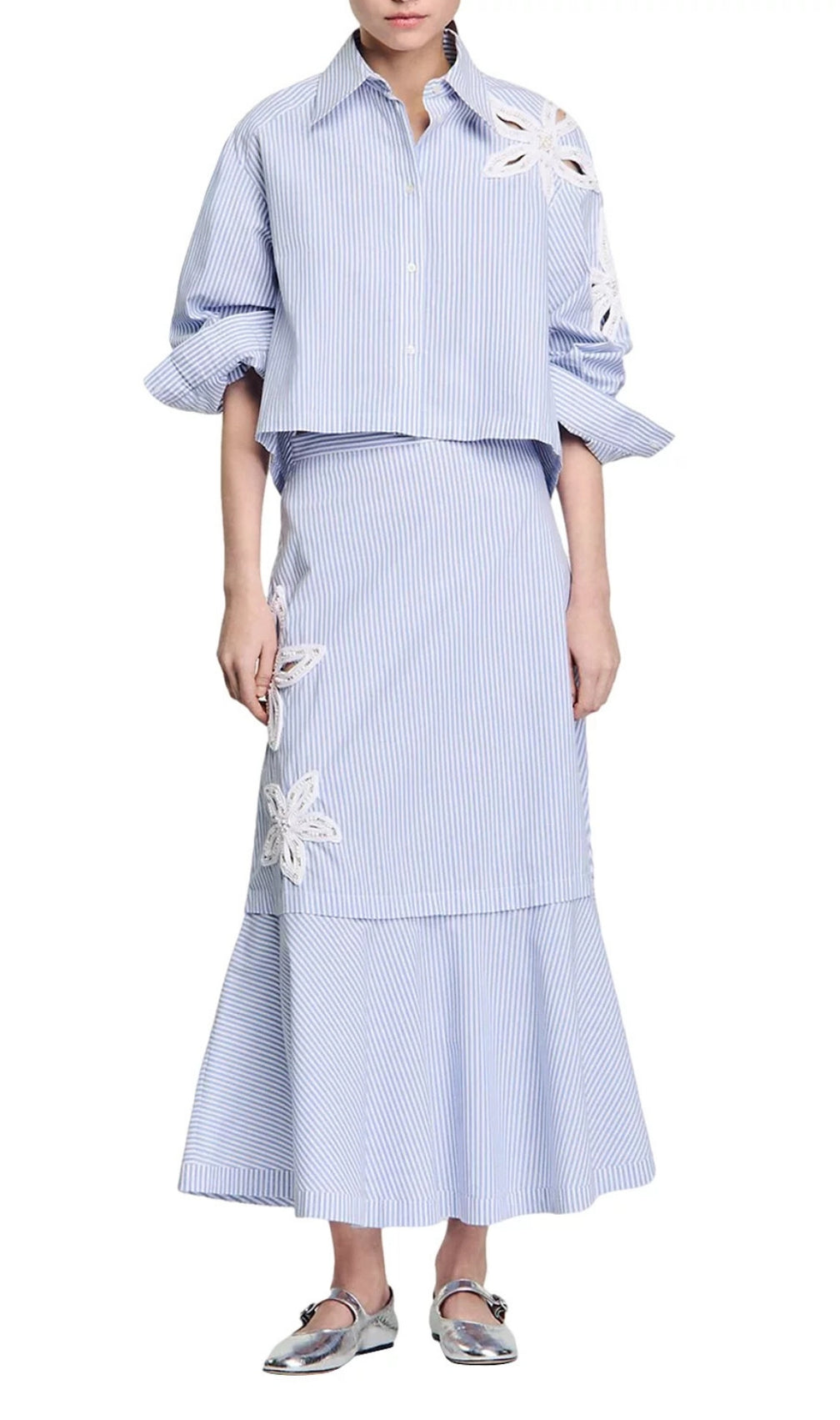 Embellished Cutout Maxi Skirt