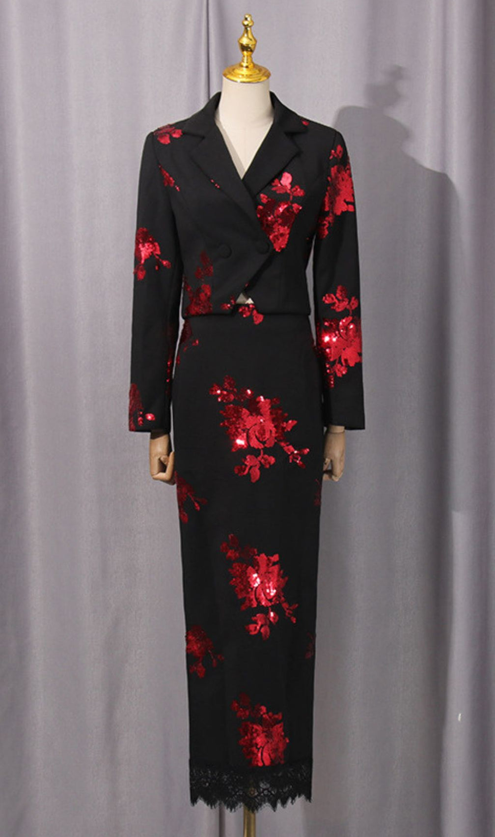 Gonca Sequin Flower Embellished Two-Piece Set