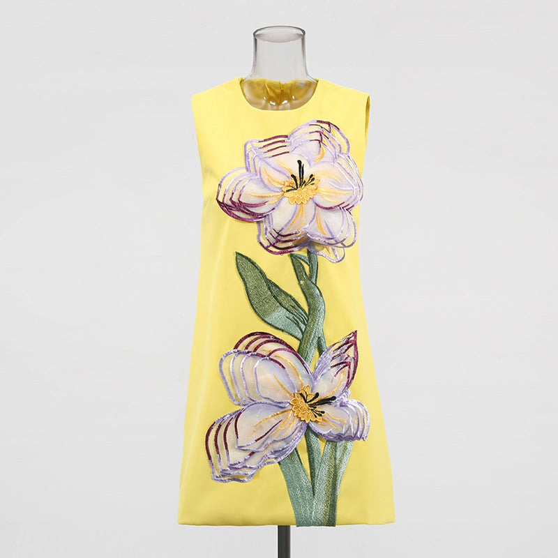 Evalyse Sleeveless Flower Mini Dress