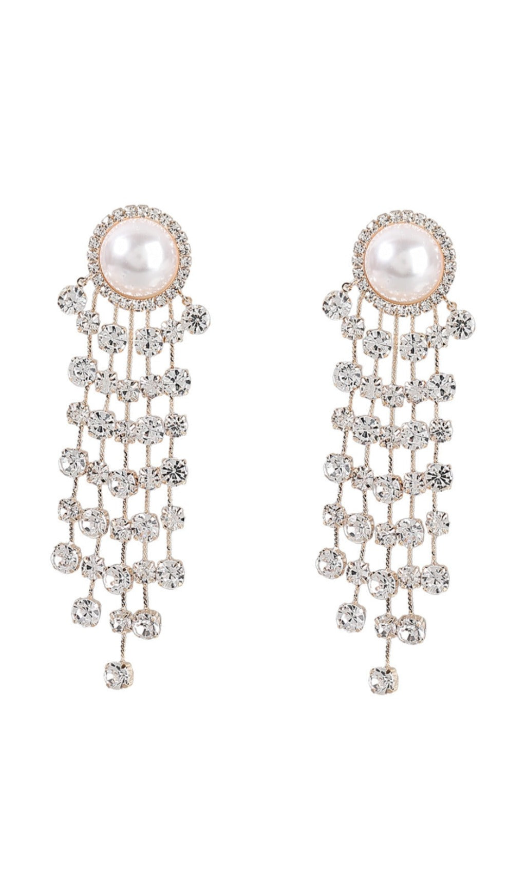 Pearl Crystal Tassel Earrings