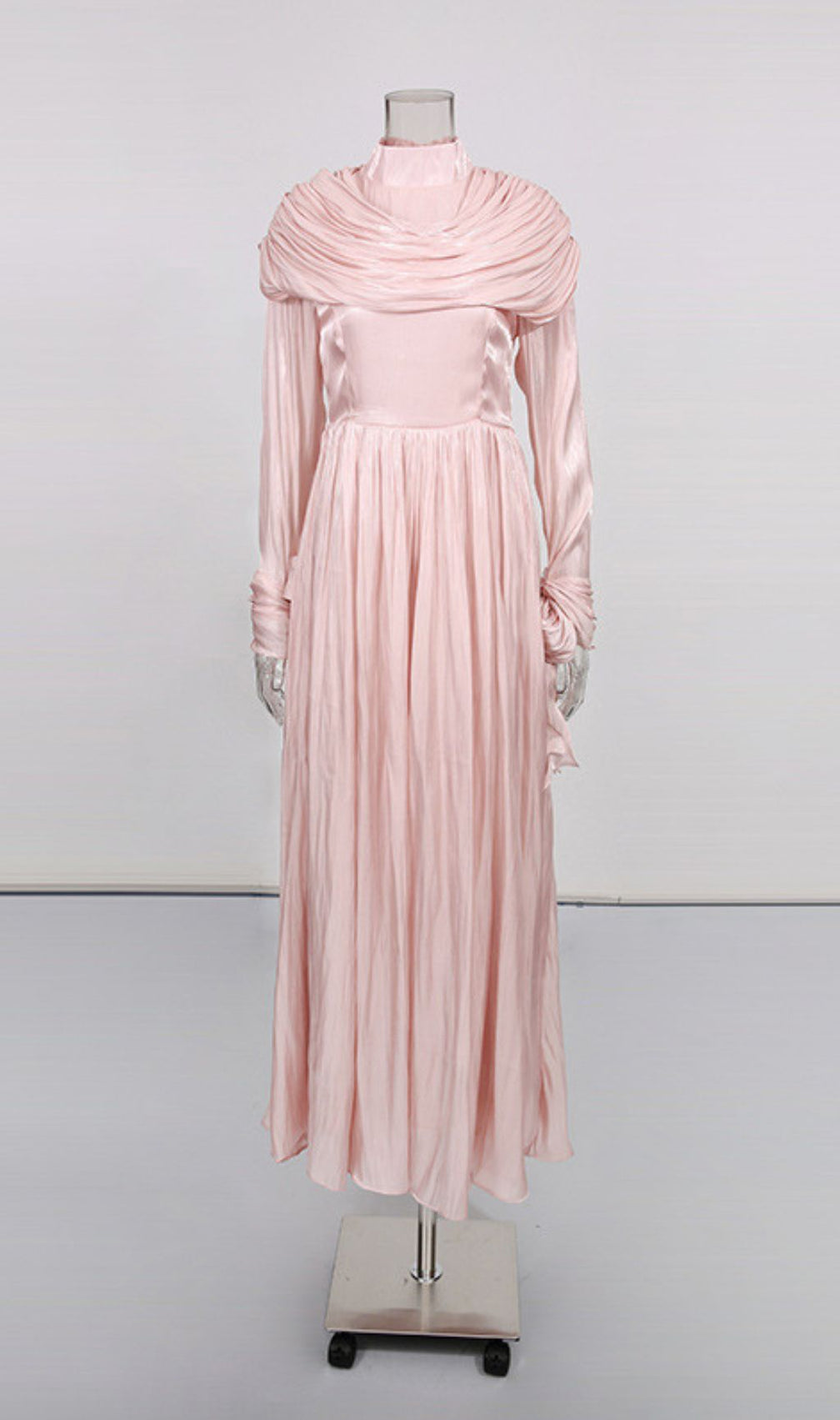 Iyla Ruched Draped Maxi Dress - Elegant Long Sleeve Gown