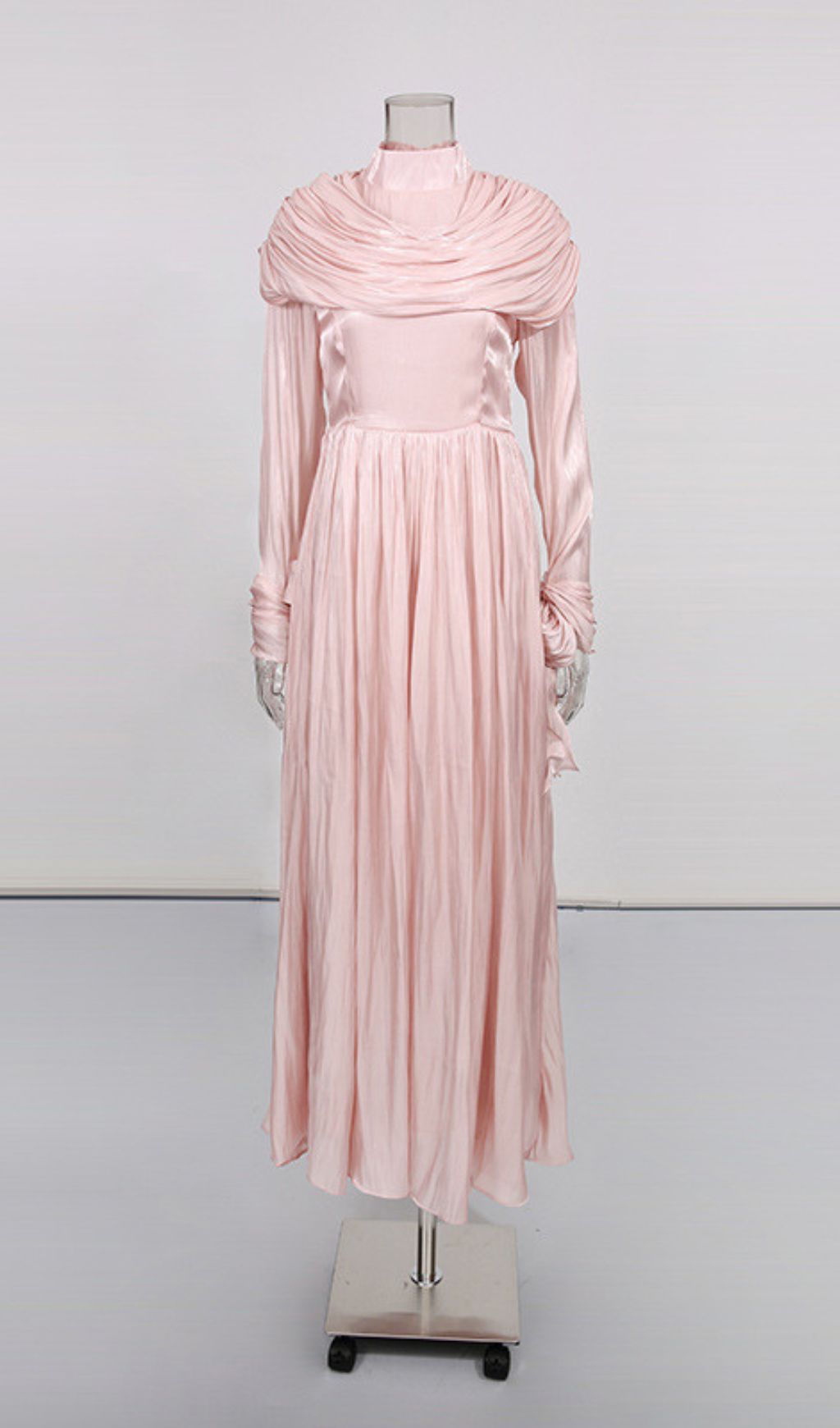 Iyla Ruched Draped Maxi Dress - Elegant Long Sleeve Gown