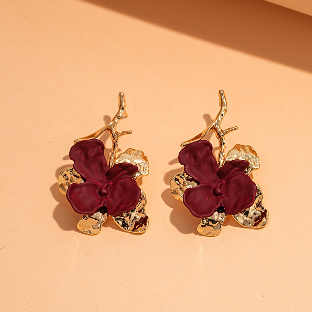 Jordynn Vibrant Fuchsia Bloom & Gold Dangle Earrings