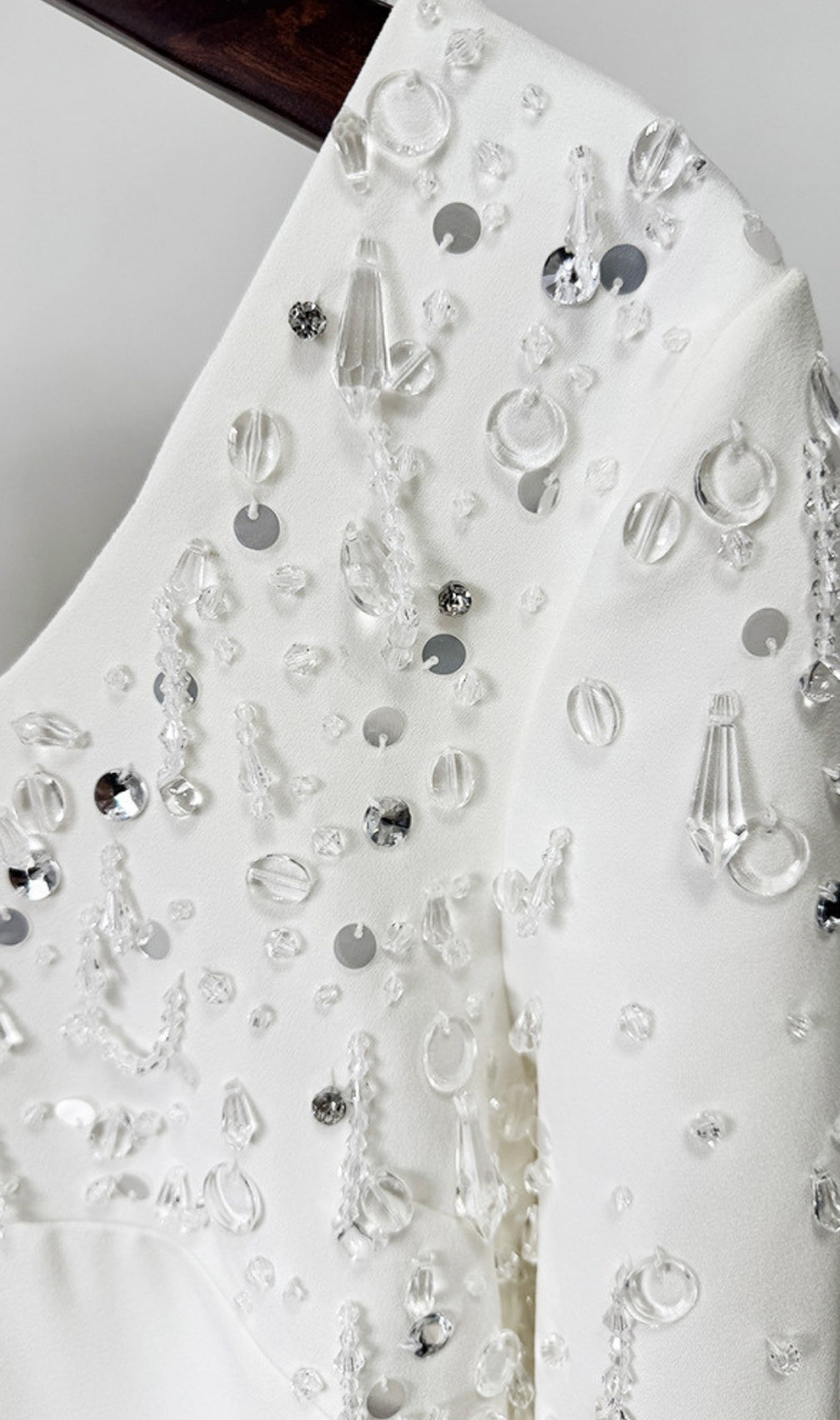 Ebe White Long Sleeve Embellished Mini Dress