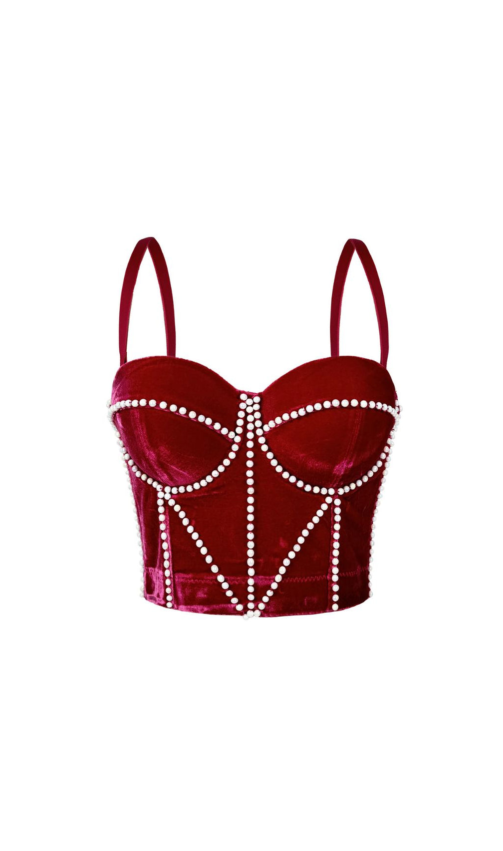 Jade Velvet Pearl Bustier Crop Top