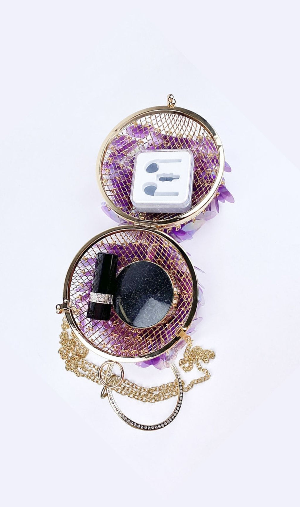 Adaiba Dazzling Purple Sequin Ball Bag | Glamorous Evening Clutch