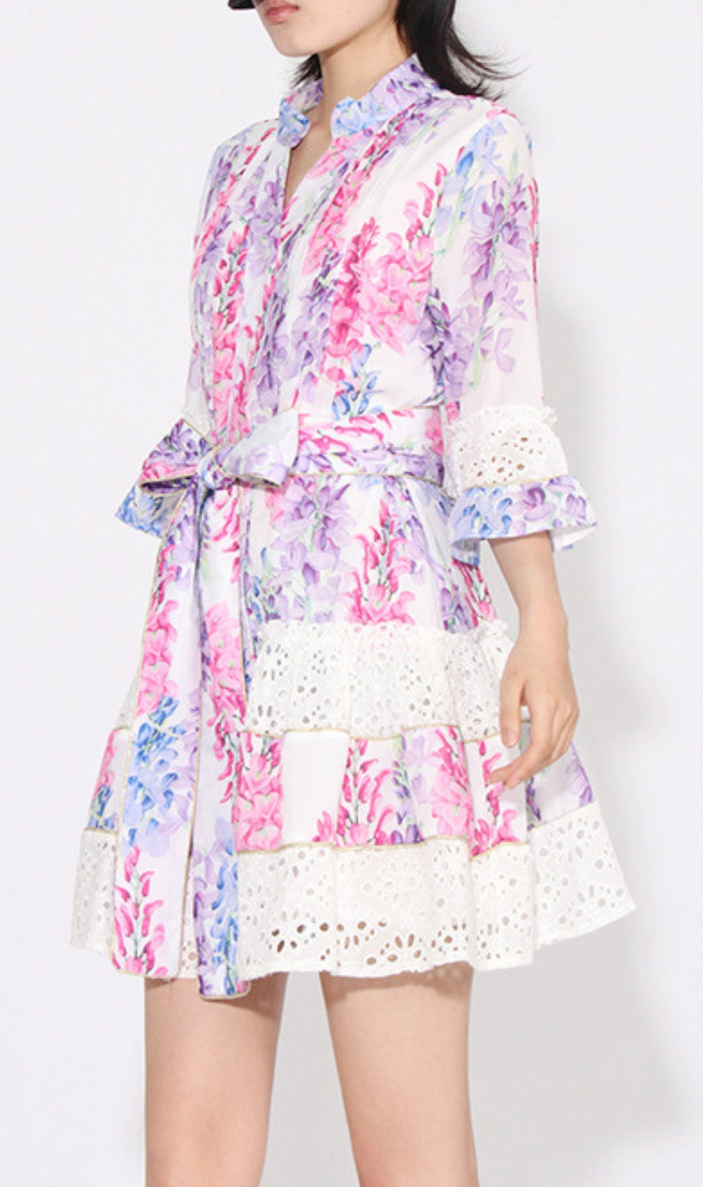 Erast Printed Embroidery Mini Dress
