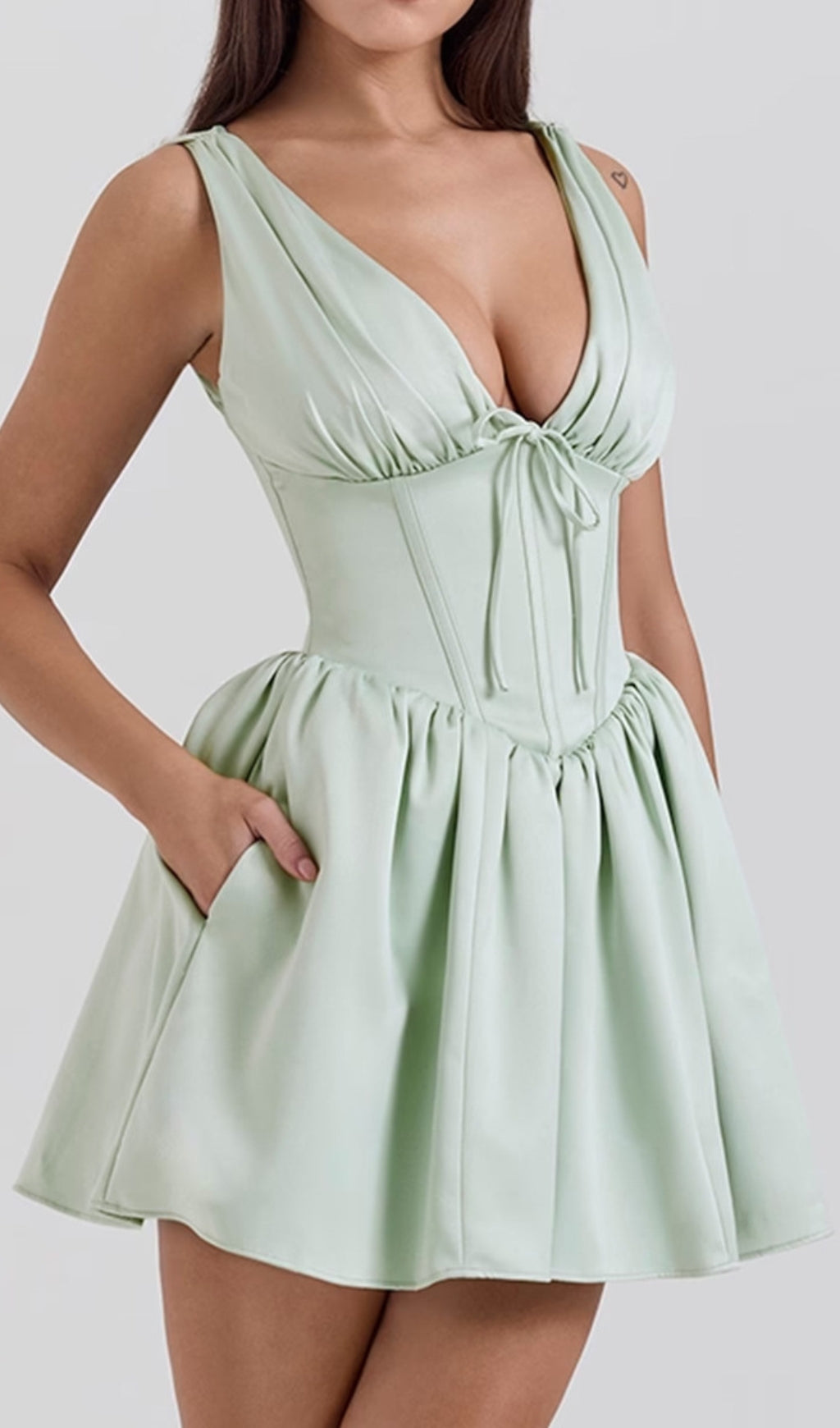 Dhara Green Corset Mini Dress