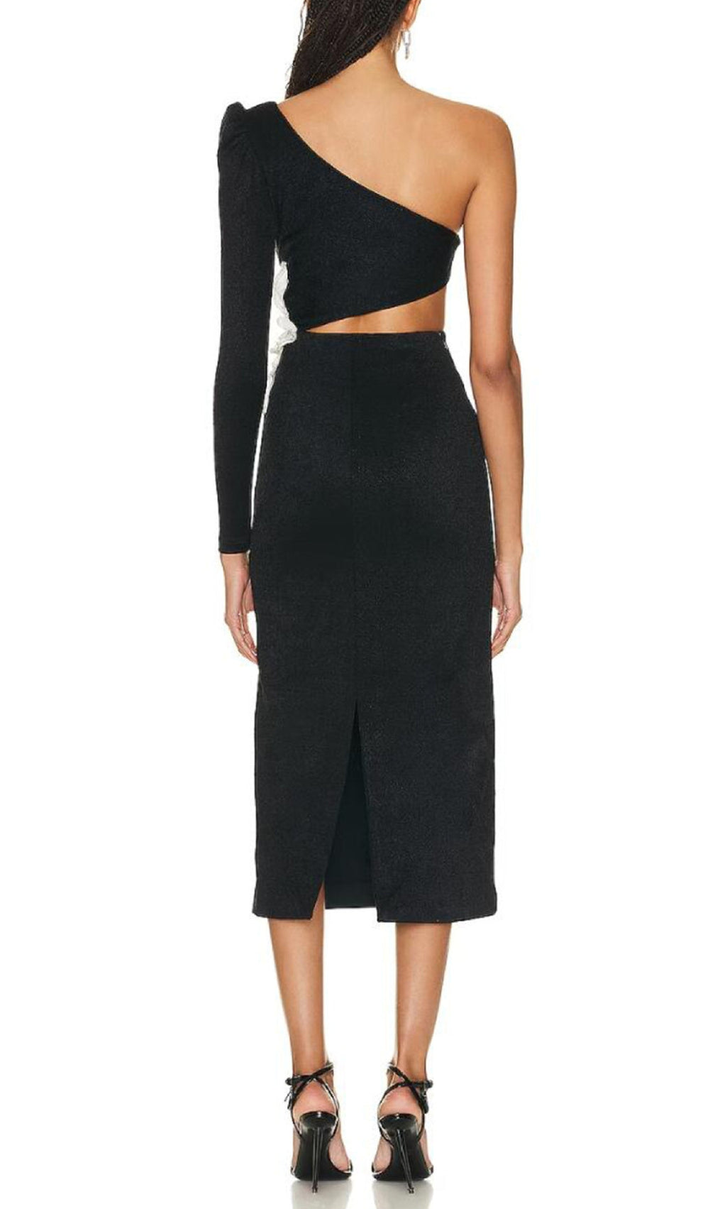 Aliyah Black Flower Bandage Midi Dress