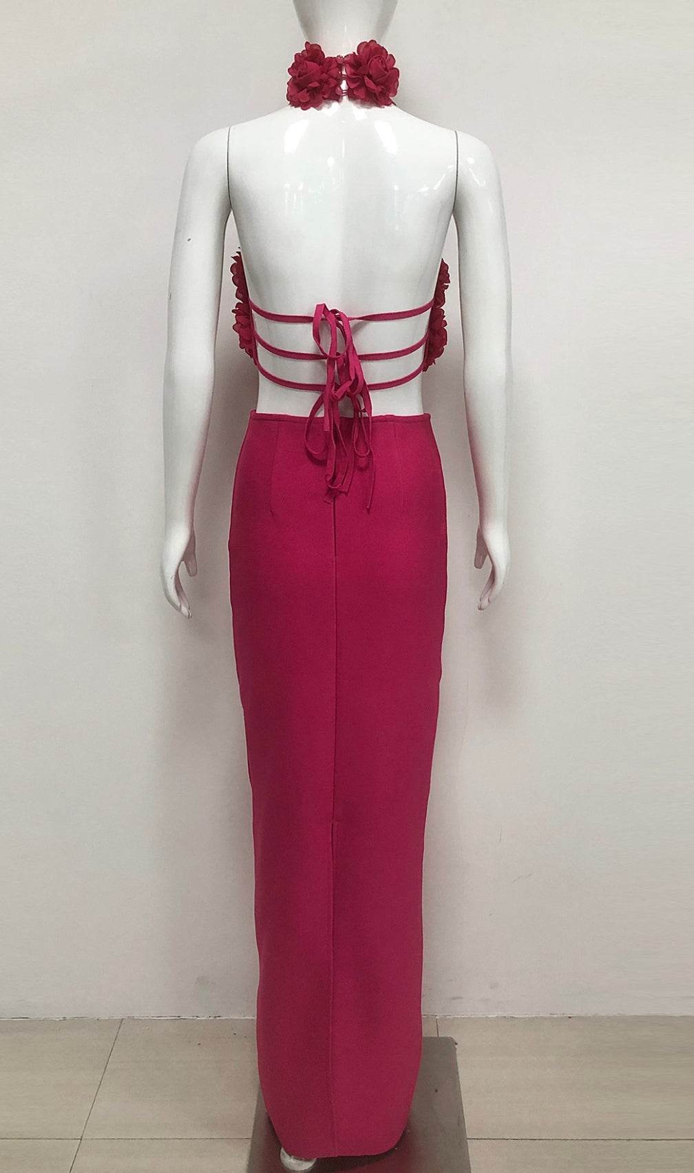 Eydie Halter Flower Bandage Maxi Dress