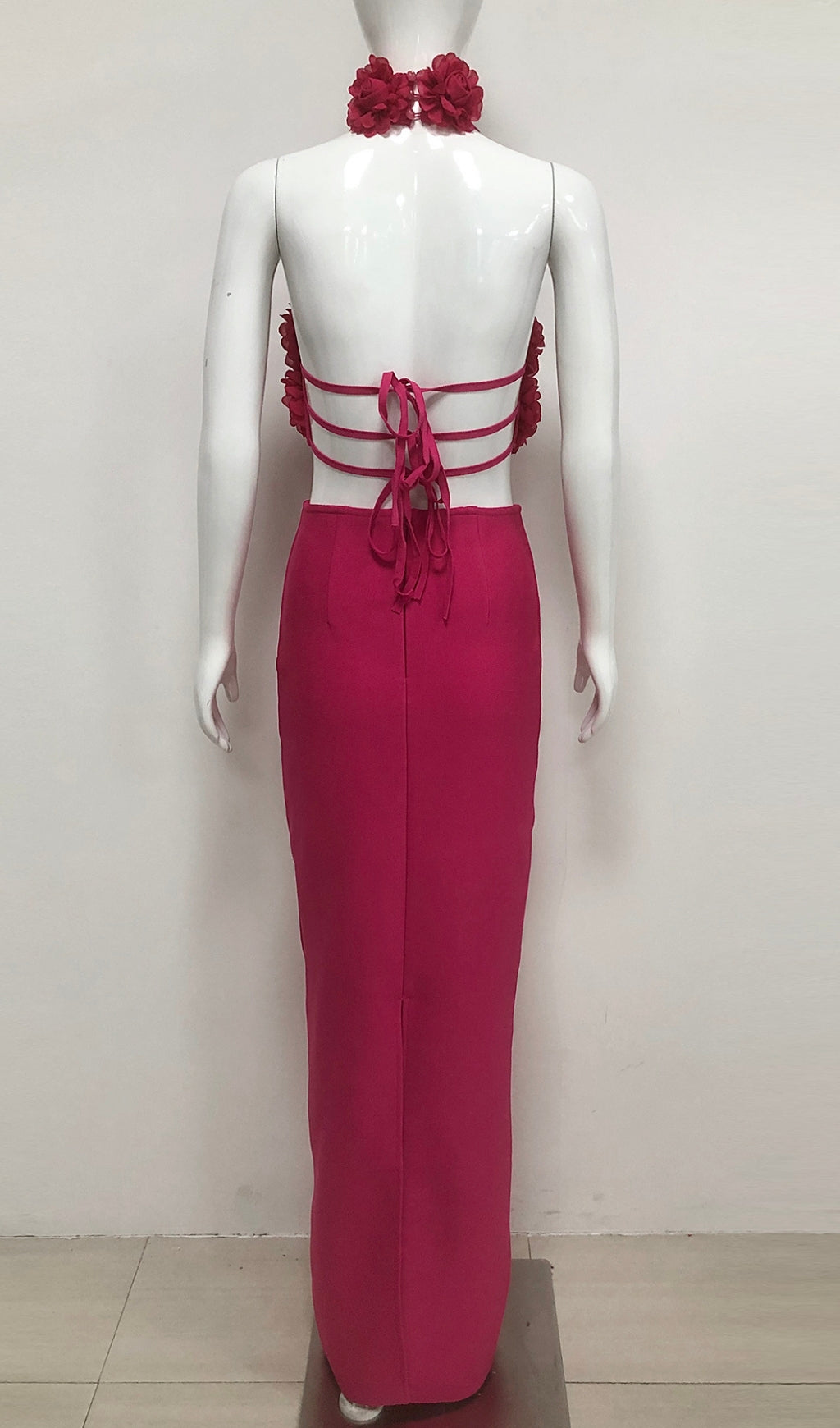 Eydie Halter Flower Bandage Maxi Dress